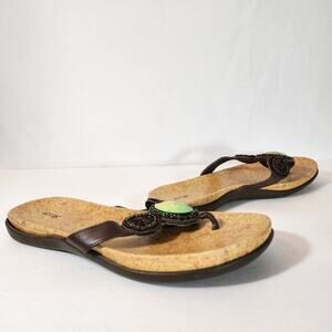 APT 9 Y2K Green Faux Stone Beaded Detail Comfort Thong  Sandals Womens 6M FLAWED